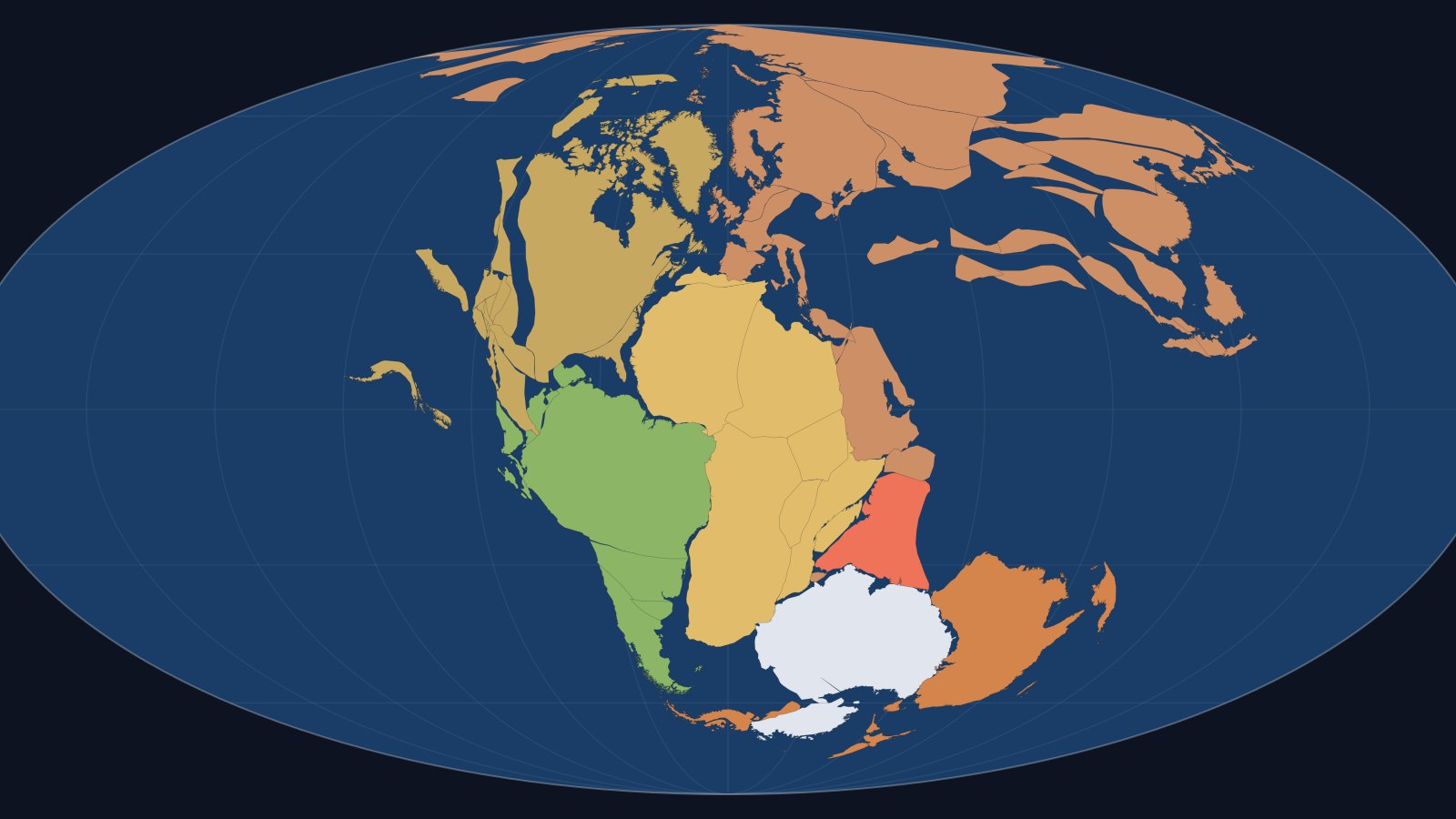 Map of the continents 200 million years ago